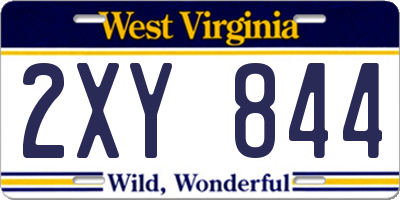 WV license plate 2XY844