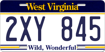WV license plate 2XY845