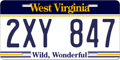 WV license plate 2XY847