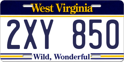 WV license plate 2XY850