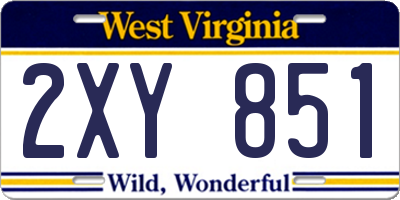 WV license plate 2XY851