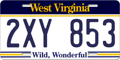 WV license plate 2XY853