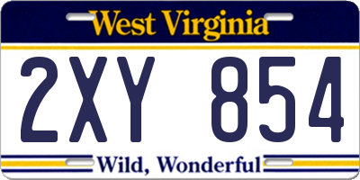 WV license plate 2XY854