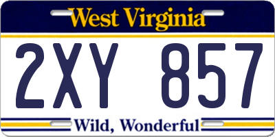 WV license plate 2XY857