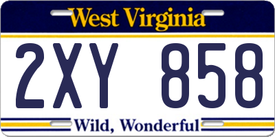WV license plate 2XY858