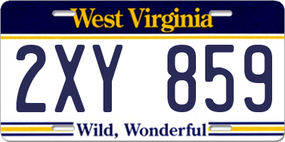 WV license plate 2XY859
