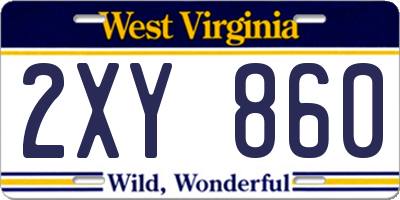 WV license plate 2XY860