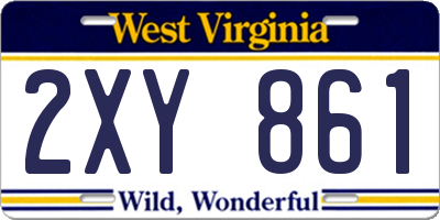 WV license plate 2XY861
