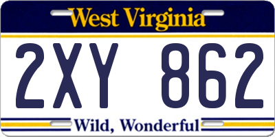 WV license plate 2XY862