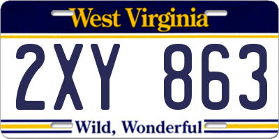 WV license plate 2XY863