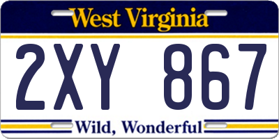 WV license plate 2XY867