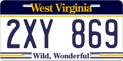 WV license plate 2XY869