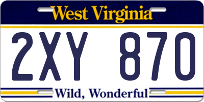 WV license plate 2XY870