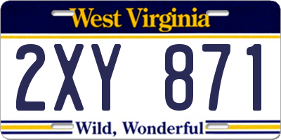 WV license plate 2XY871