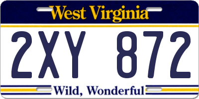WV license plate 2XY872
