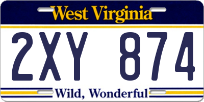 WV license plate 2XY874