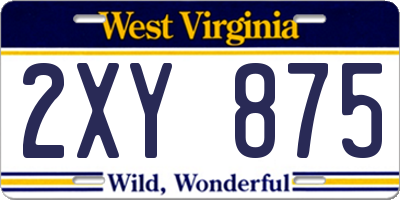 WV license plate 2XY875