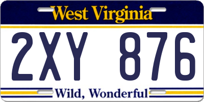 WV license plate 2XY876
