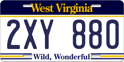 WV license plate 2XY880