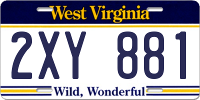WV license plate 2XY881