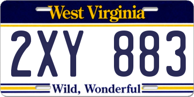 WV license plate 2XY883