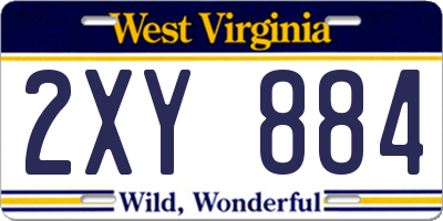 WV license plate 2XY884