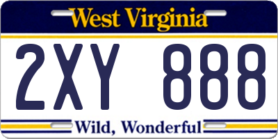 WV license plate 2XY888