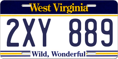 WV license plate 2XY889