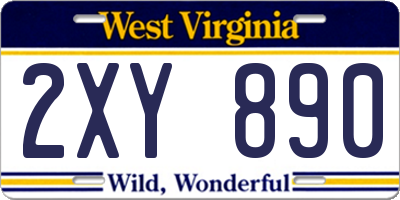 WV license plate 2XY890