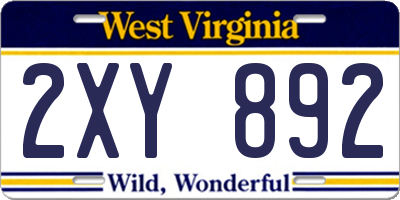 WV license plate 2XY892