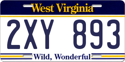 WV license plate 2XY893