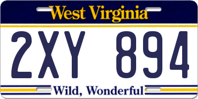 WV license plate 2XY894