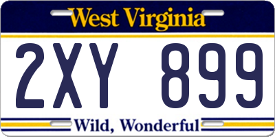 WV license plate 2XY899