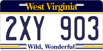 WV license plate 2XY903