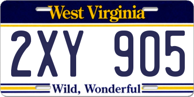WV license plate 2XY905