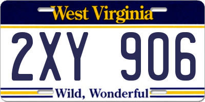 WV license plate 2XY906