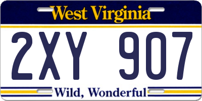WV license plate 2XY907