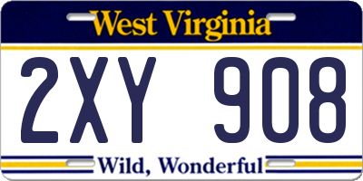 WV license plate 2XY908