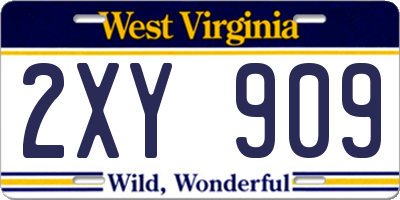WV license plate 2XY909