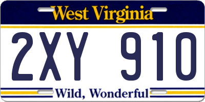 WV license plate 2XY910