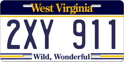 WV license plate 2XY911