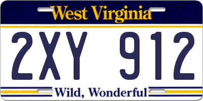 WV license plate 2XY912