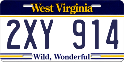 WV license plate 2XY914