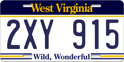 WV license plate 2XY915