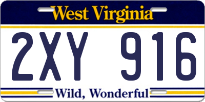 WV license plate 2XY916