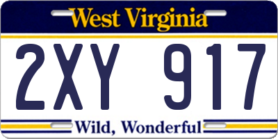 WV license plate 2XY917