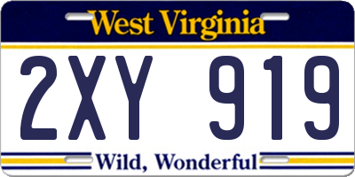 WV license plate 2XY919