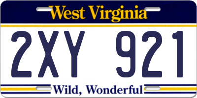 WV license plate 2XY921