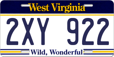 WV license plate 2XY922
