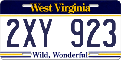 WV license plate 2XY923